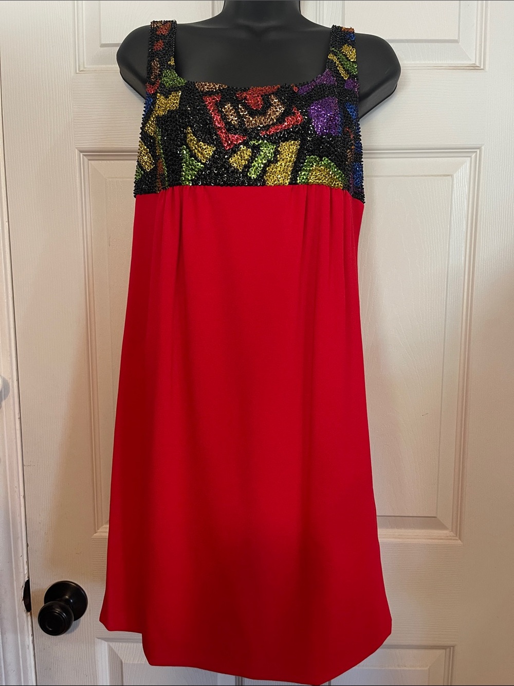 NiteLine Vintage Empire Waist Sleeveless Mosaic Sequence Beaded Cocktail Dress